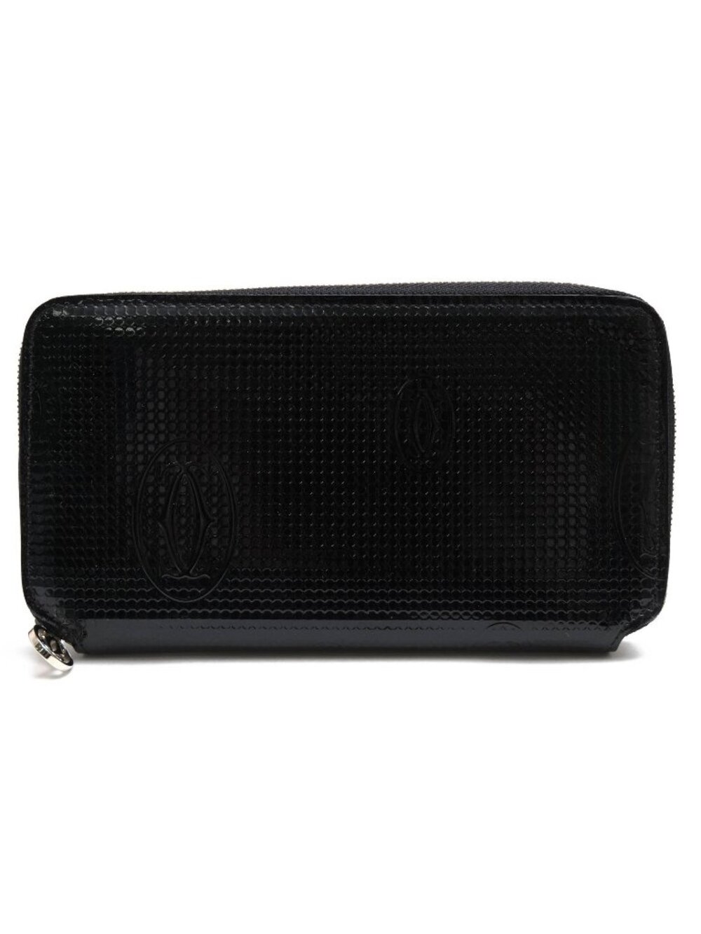 Cartier Wallet Patent Leather Black Happy Birthday Small Coin Purse Round